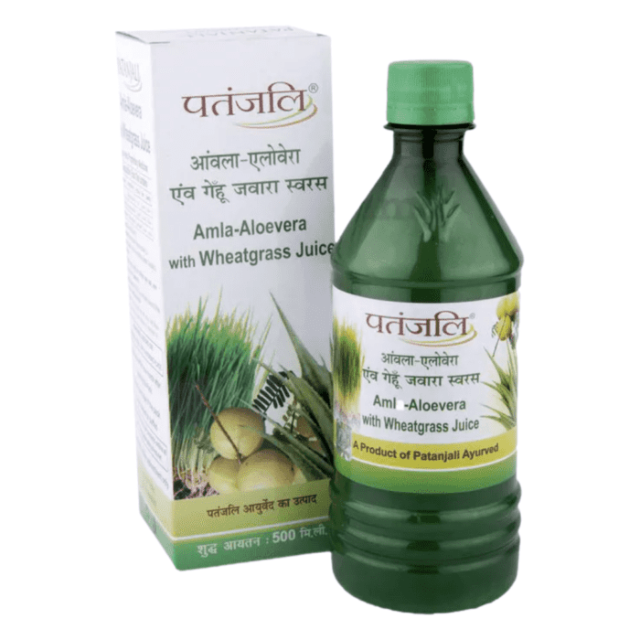 Patanjali Amla Aloevera Juice Wheat Grass 500 ML